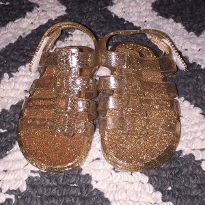 Gold glitter sandals